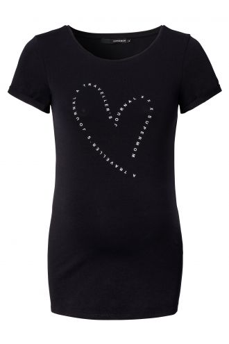 Supermom T-shirt Text Heart - Black