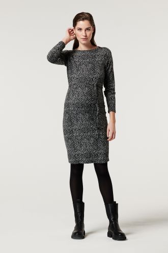 Supermom Dress V-print - Grey Melange