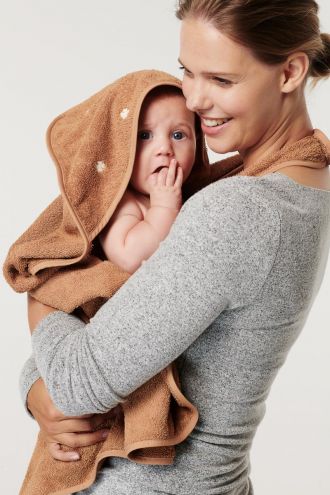 Noppies Baby hooded towel Wearable Clover Terry 110x105 - Indian Tan