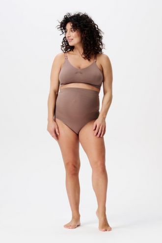 Womens Taupe Seamless High-Waisted Shapewear Briefs