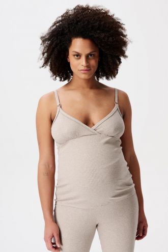Noppies Pyjamatop met voedingsfunctie Maja - Taupe Melange