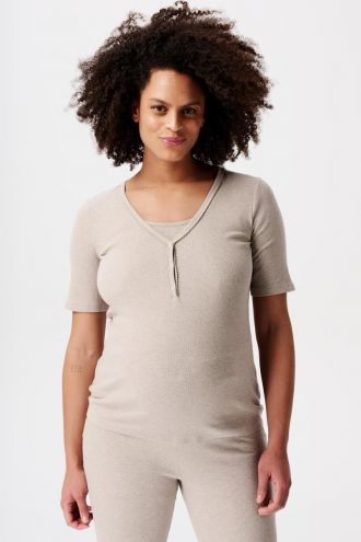 Noppies Pyjamatop met voedingsfunctie Renate - Taupe Melange