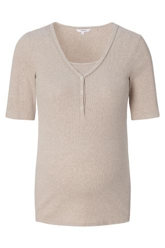 Pyjamatop met voedingsfunctie Renate - Taupe Melange