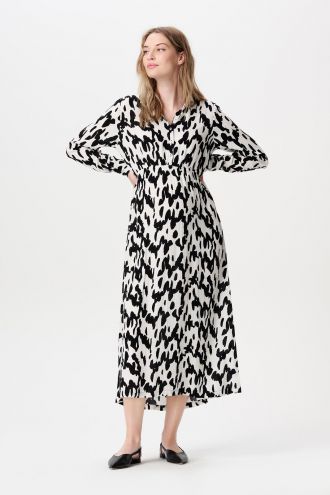 Noppies Maternity Robe d'allaitement Kiki - Wavy Black Print