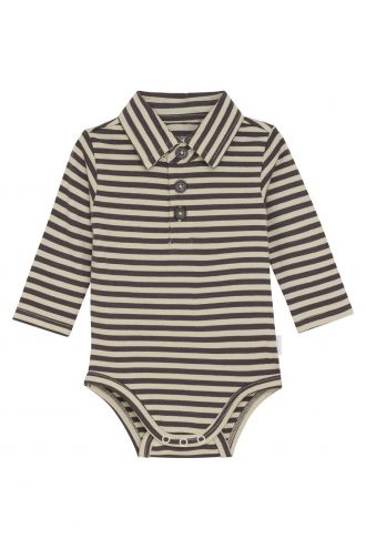 Noppies Baby Romper Spur - Stripe Pattern Dark Grey