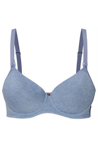 Nursing bra padded Cotton Melange - Light Blue Melange