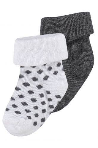 Noppies Socks (2 pairs) Dot - Dark grey melange