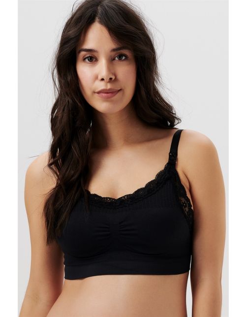 roem Mew Mew Leer Noppies Naadloze voedingsbh Seamless nursing bra lace - Black