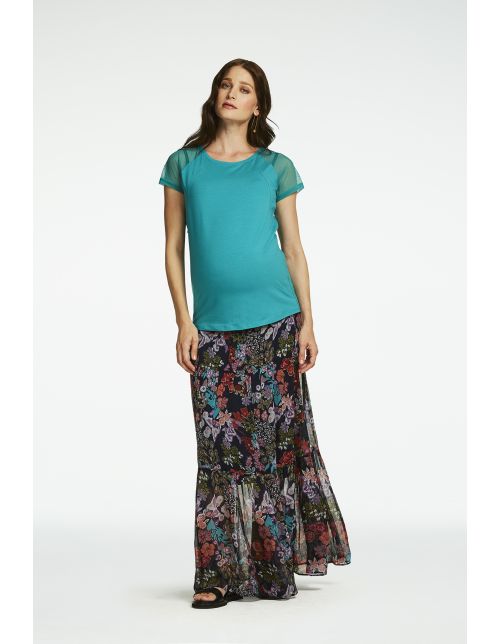 Queen Mum Voedings t-shirt Barcelona - Teal Blue