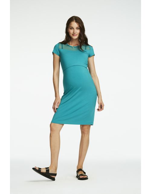 Queen Mum Jurk met voedingsfunctie Oslo - Teal Blue
