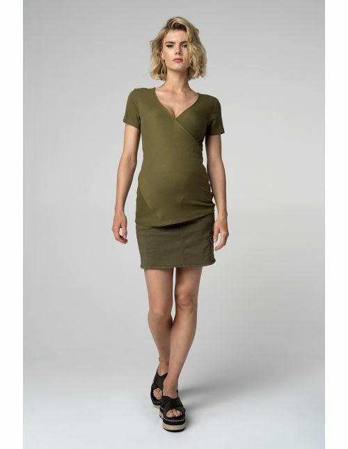 Supermom Voedings t-shirt Crossed Rib - Burnt Olive