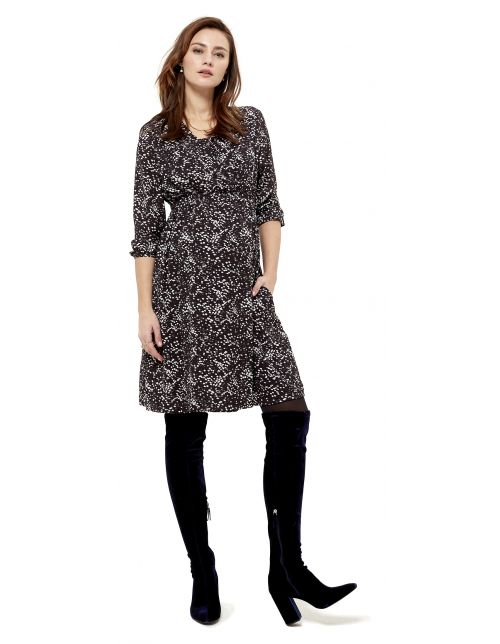 Queen Mum Nursing dress - Black AOP