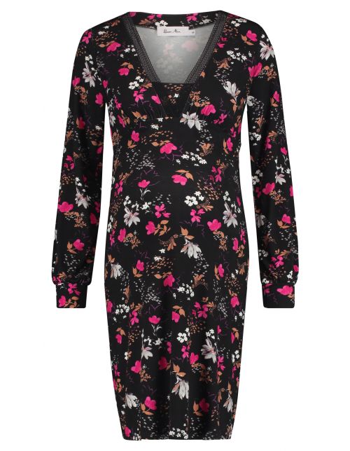 Queen Mum Nursing dress - Black AOP