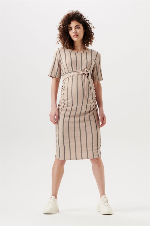 Supermom Dress Stripe - Oxford Tan