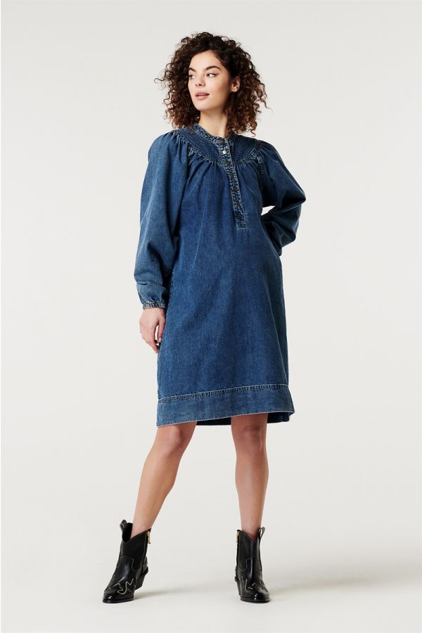 Supermom Nursing dress Bowes - Blue Denim