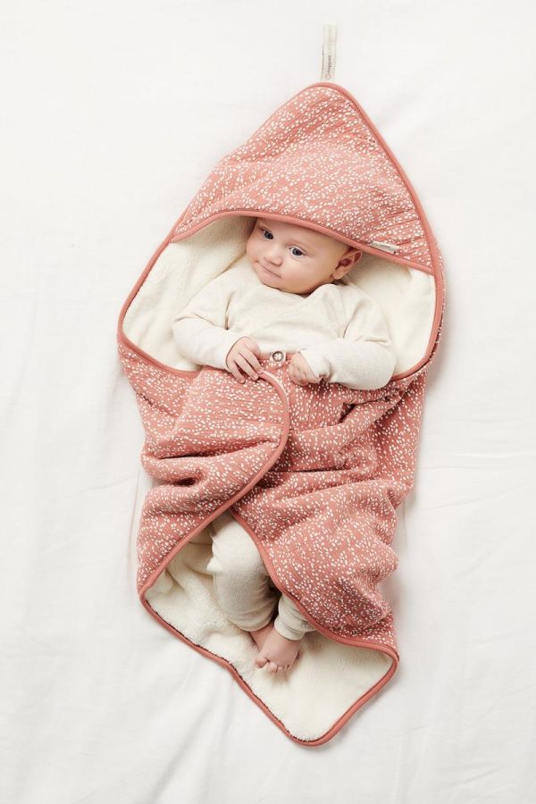 Noppies Newborn wrap towel Teddy Fancy Dot wrapper - Brick Dust