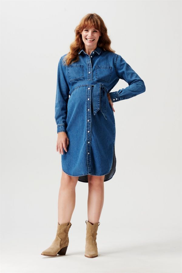 Noppies Nursing dress Athens - Medium Blue Wash