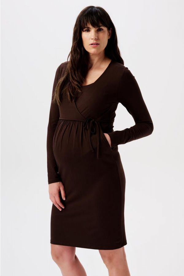 Noppies Jurk met voedingsfunctie Gaja nursing bi-stretch dress - Coffee Bean