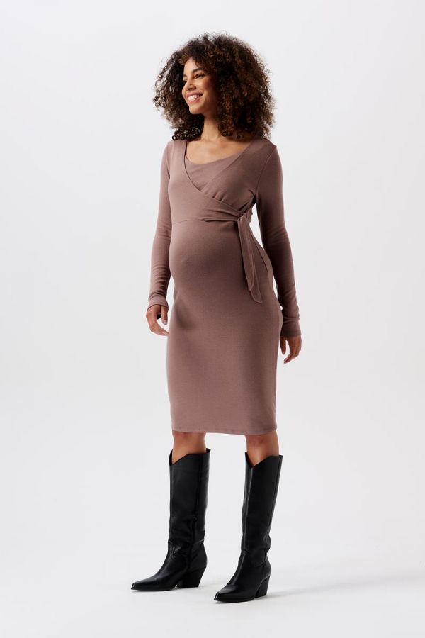 Jurk met voedingsfunctie Asa Deep Taupe