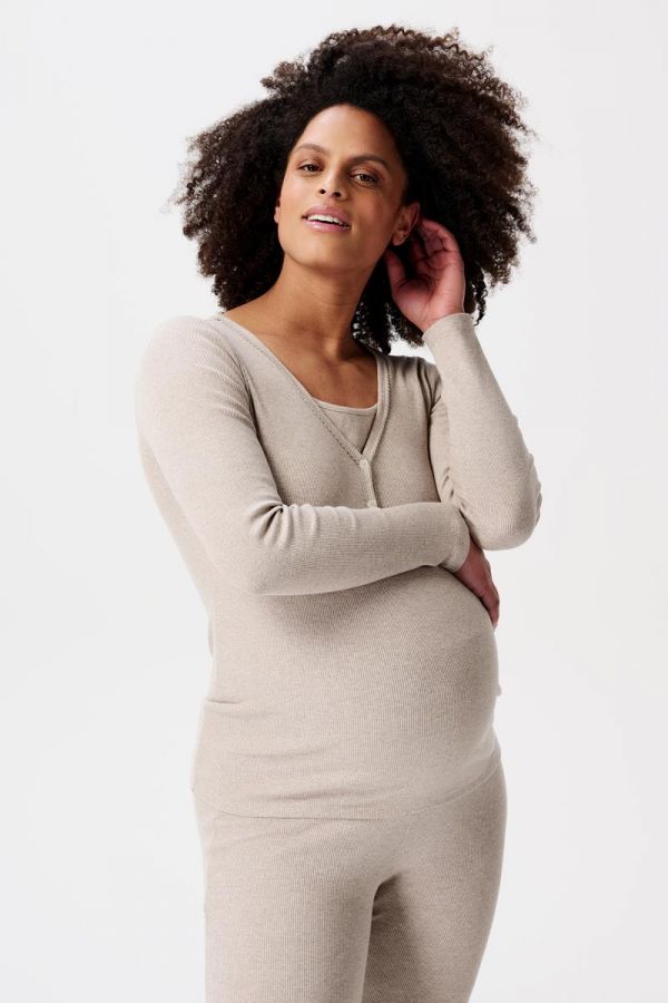 Noppies Nursing pyjama top Amala - Taupe Melange