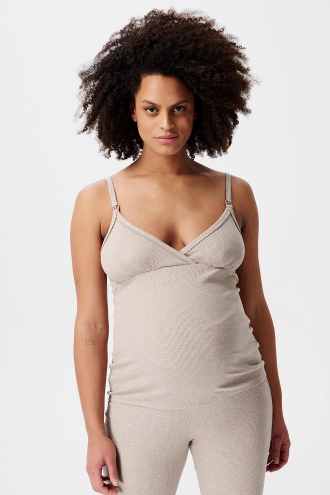 Noppies Maternity Pyjamatop met voedingsfunctie Maja - Taupe Melange
