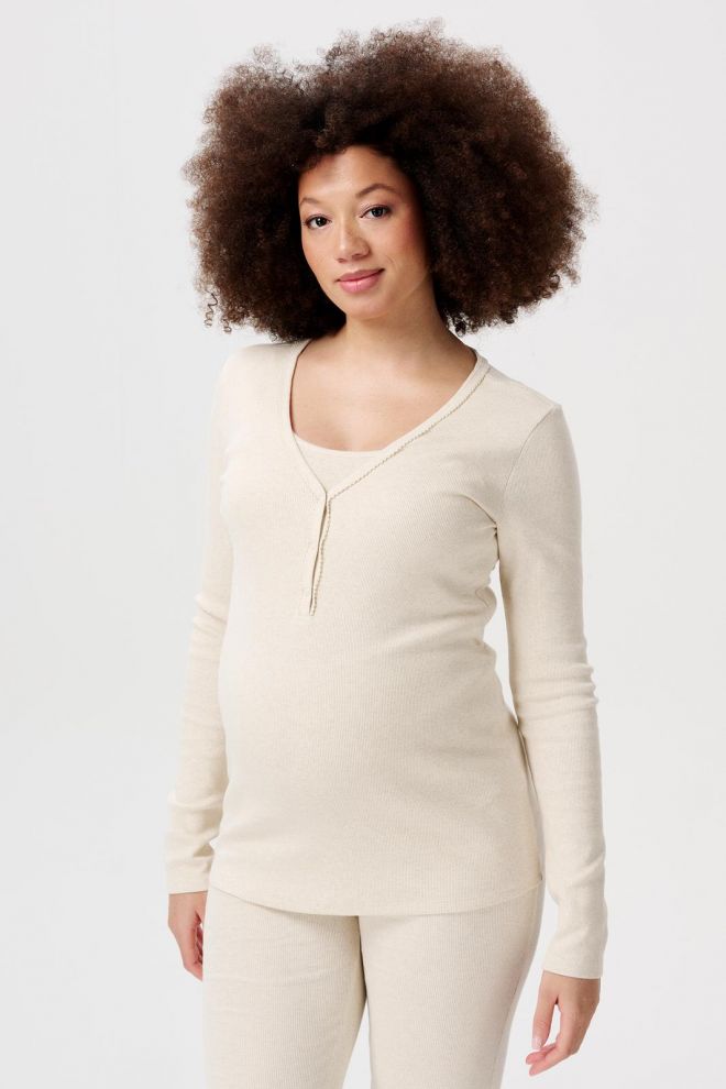 Noppies Maternity Haut de pyjama d'allaitement Amala - Oatmeal