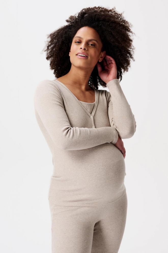 Noppies Maternity Still-Schlaftop Amala - Taupe Melange