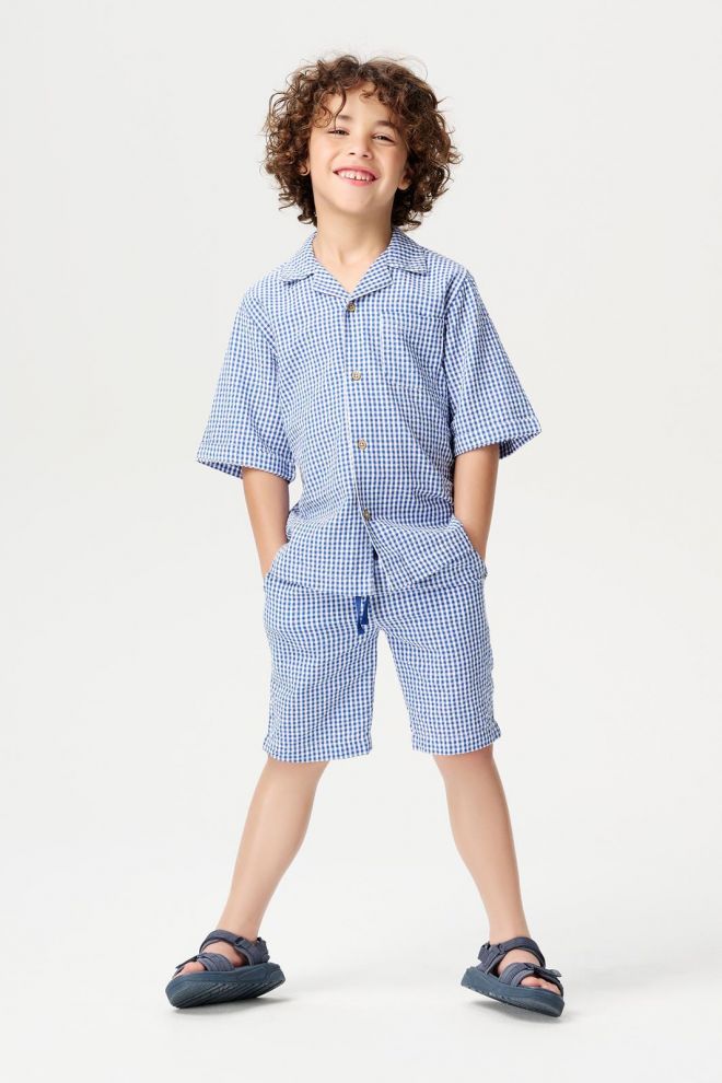 Noppies Kids Korte Broek Olbia - Check pattern Medium blue