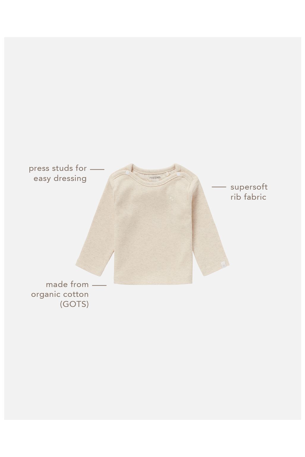 Noppies Baby Langarmshirt Natal - Oatmeal