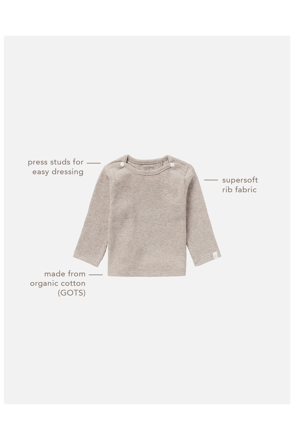 Noppies Baby Langarmshirt Natal - Taupe Melange