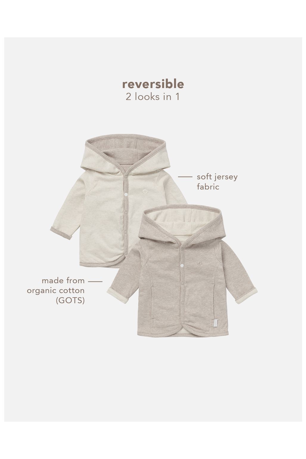 Noppies Baby Strickjacke Bonny - Reversible - Taupe Melange