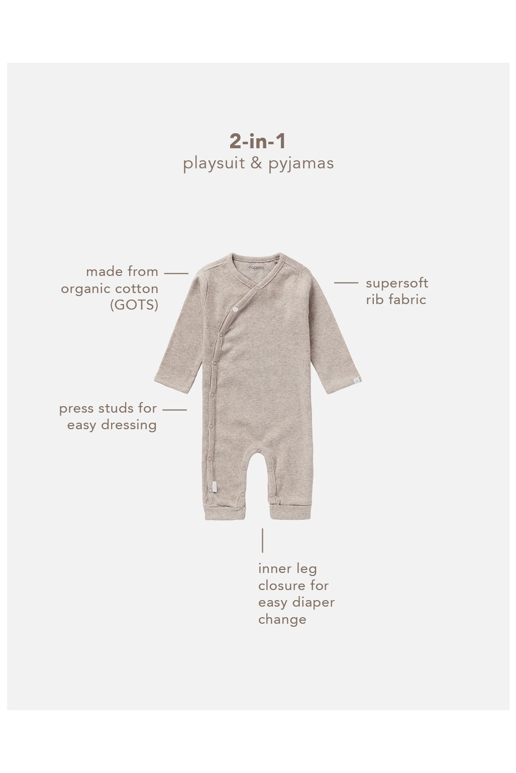 Noppies Baby Play suit Nevis - Taupe Melange
