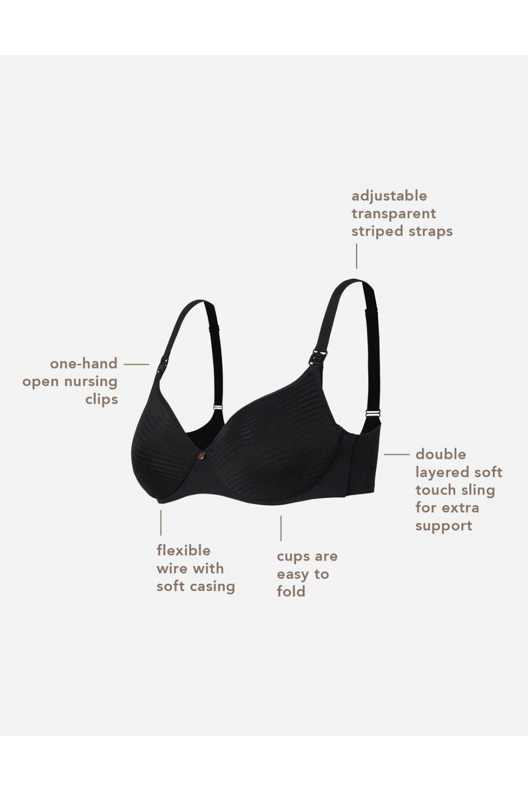 Noppies Voorgevormde voedingsbh Spacer Stripe nursing bra - Black