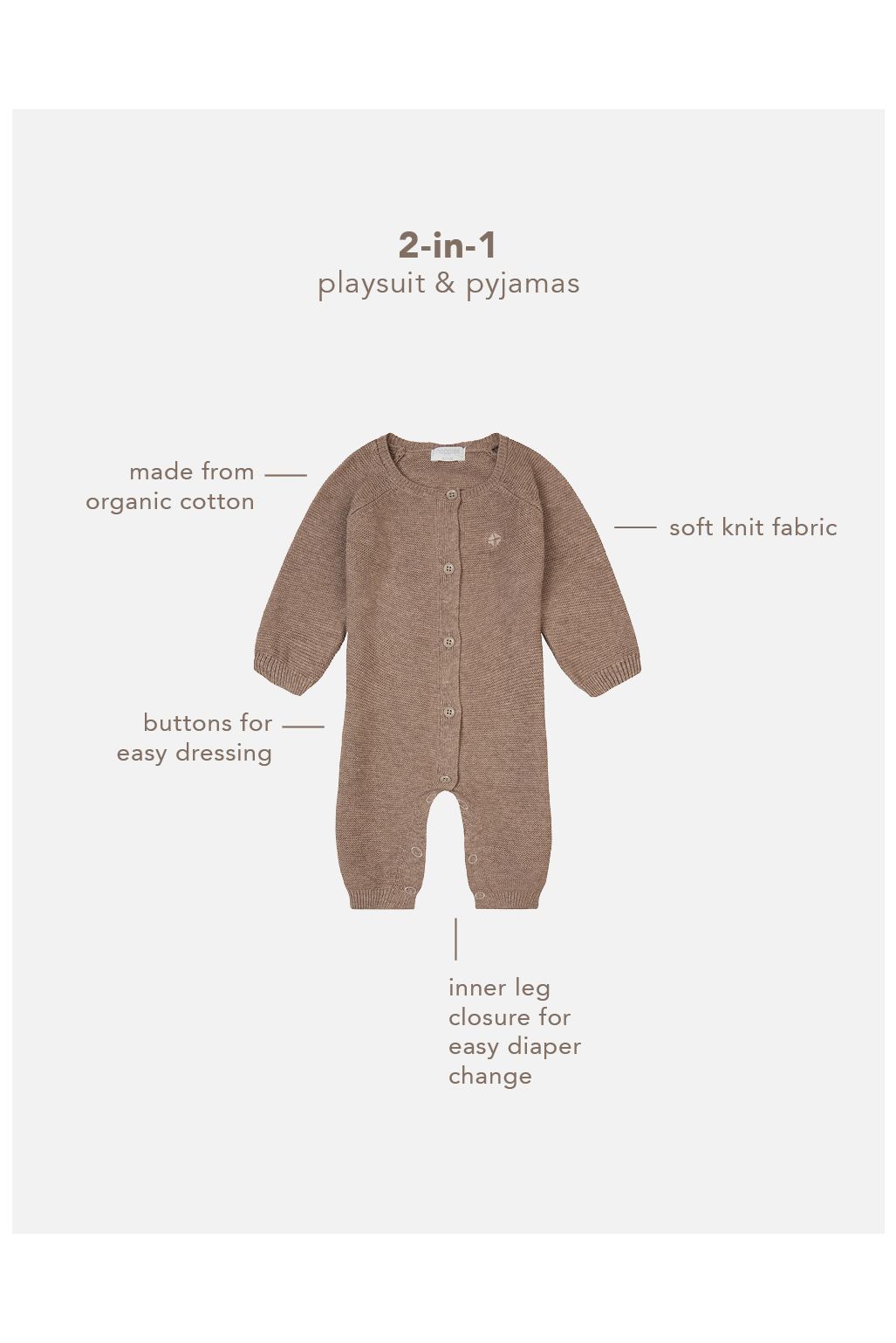 Noppies Baby Strampler Monrovia - Taupe Melange