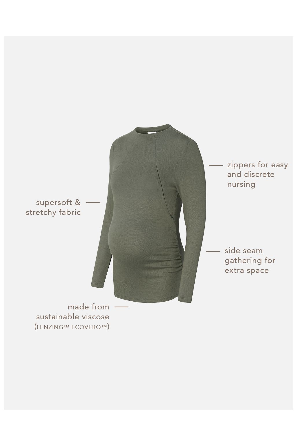 Noppies T-shirt d'allaitement Rosa - Olive