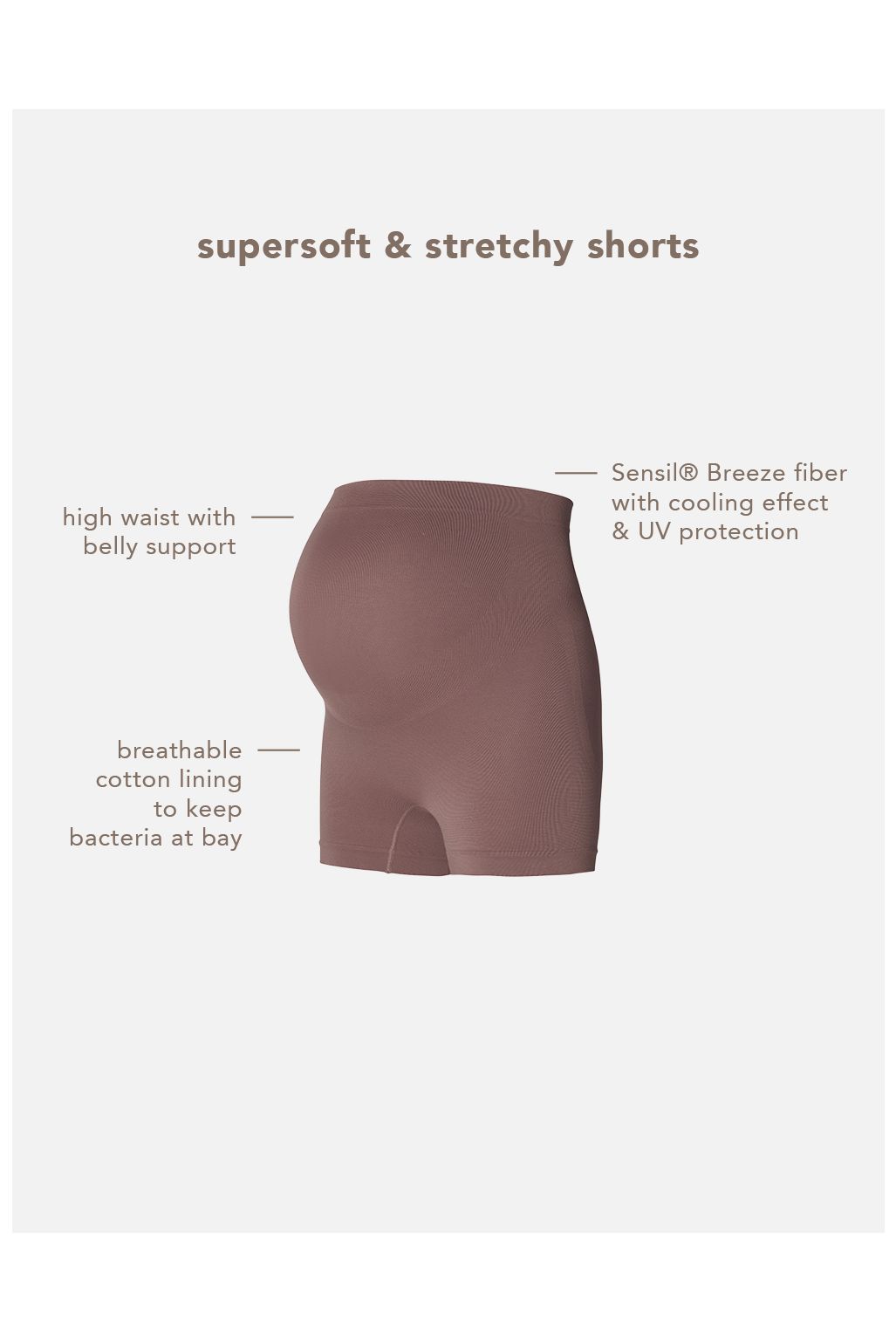 Noppies Naadloze short Lai Sensil® Breeze - Deep Taupe