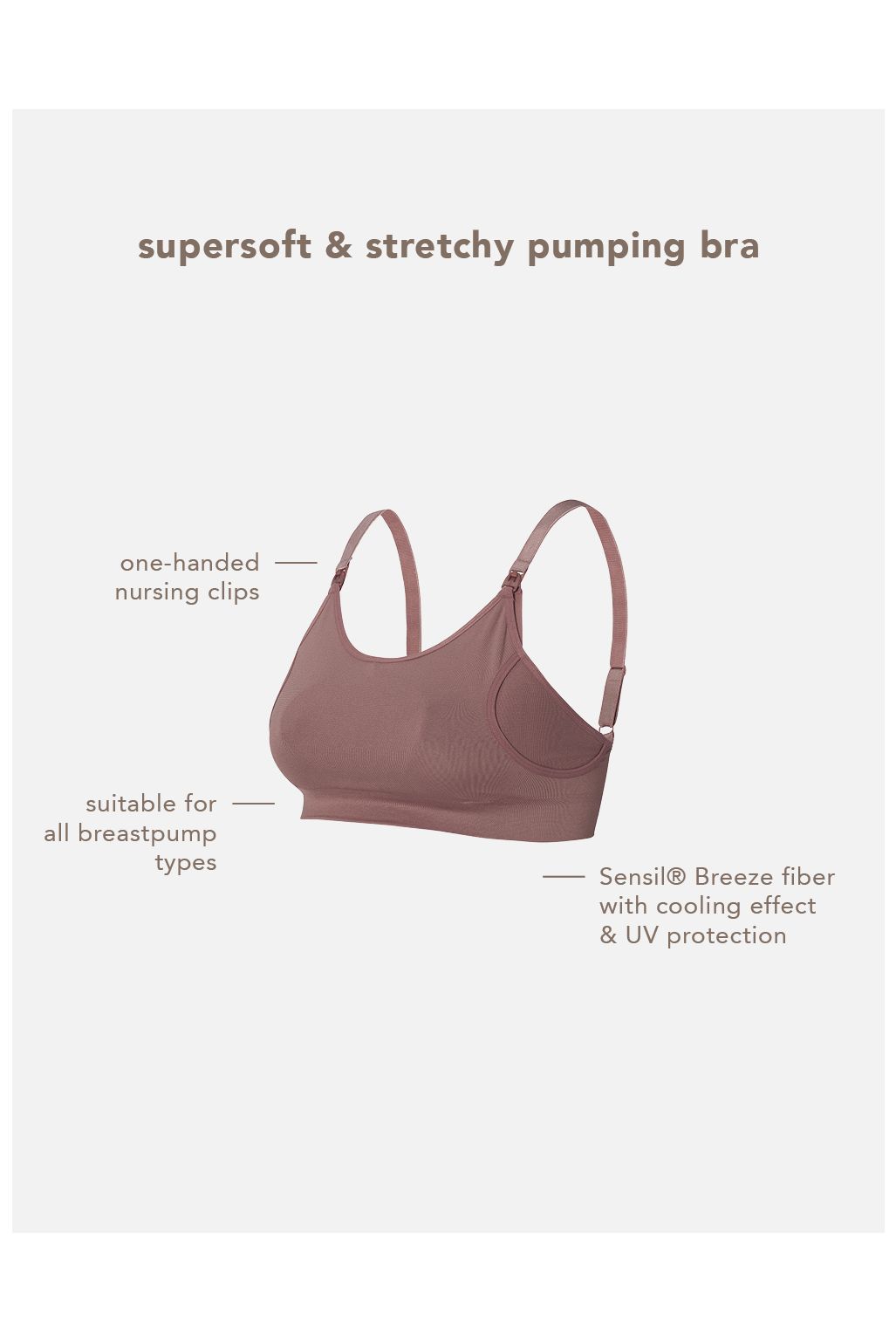 Noppies Nursing bra seamless pumping Mae Sensil® Breeze - Deep Taupe
