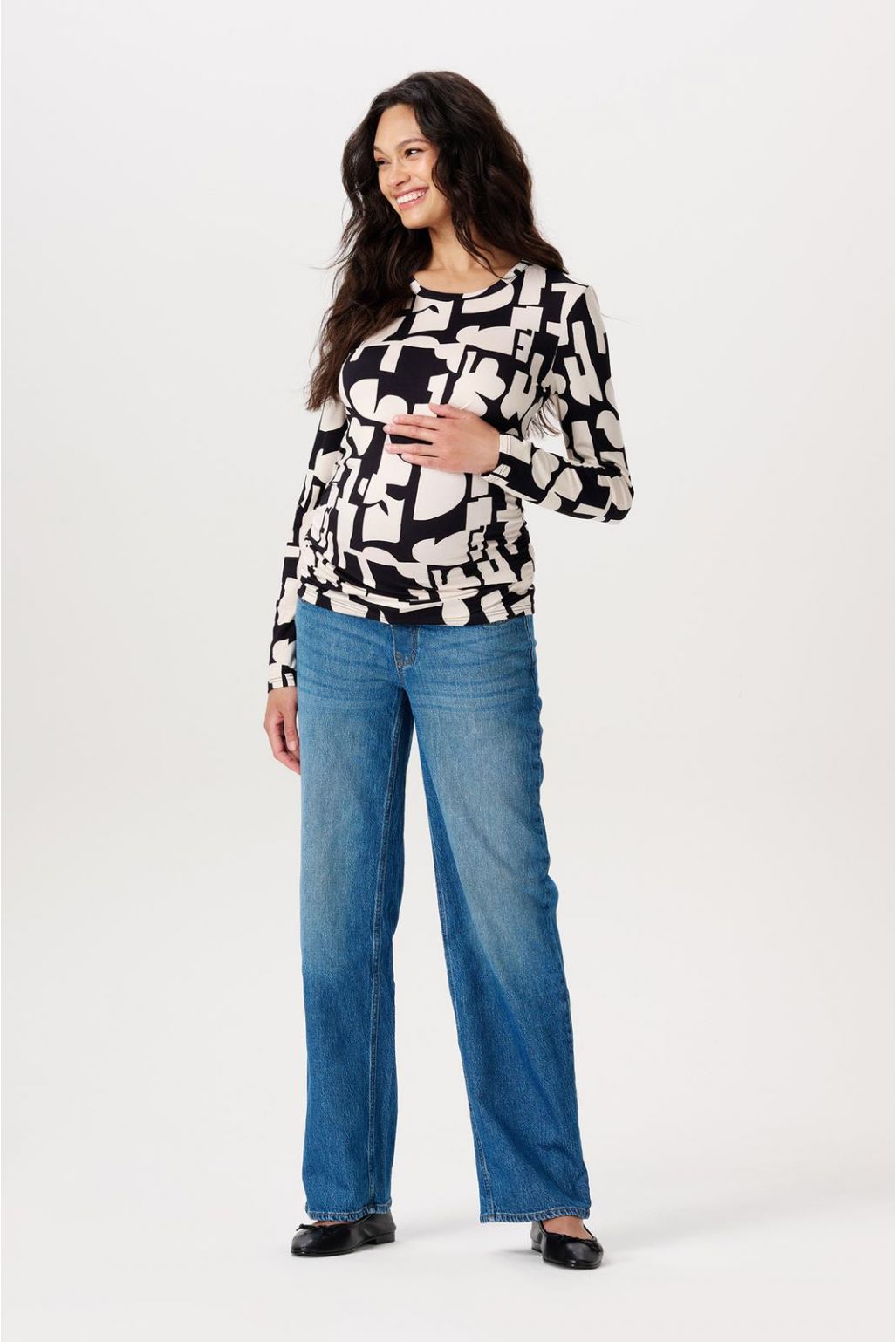 Noppies Maternity Longsleeve Eura - Monochrome All Over Print