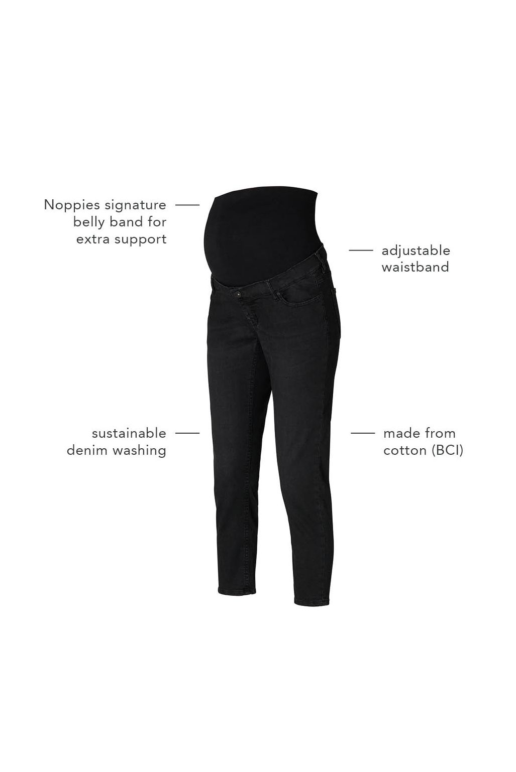 Noppies Slim Umstandsjeans Mila 7/8 - Black Dark Wash