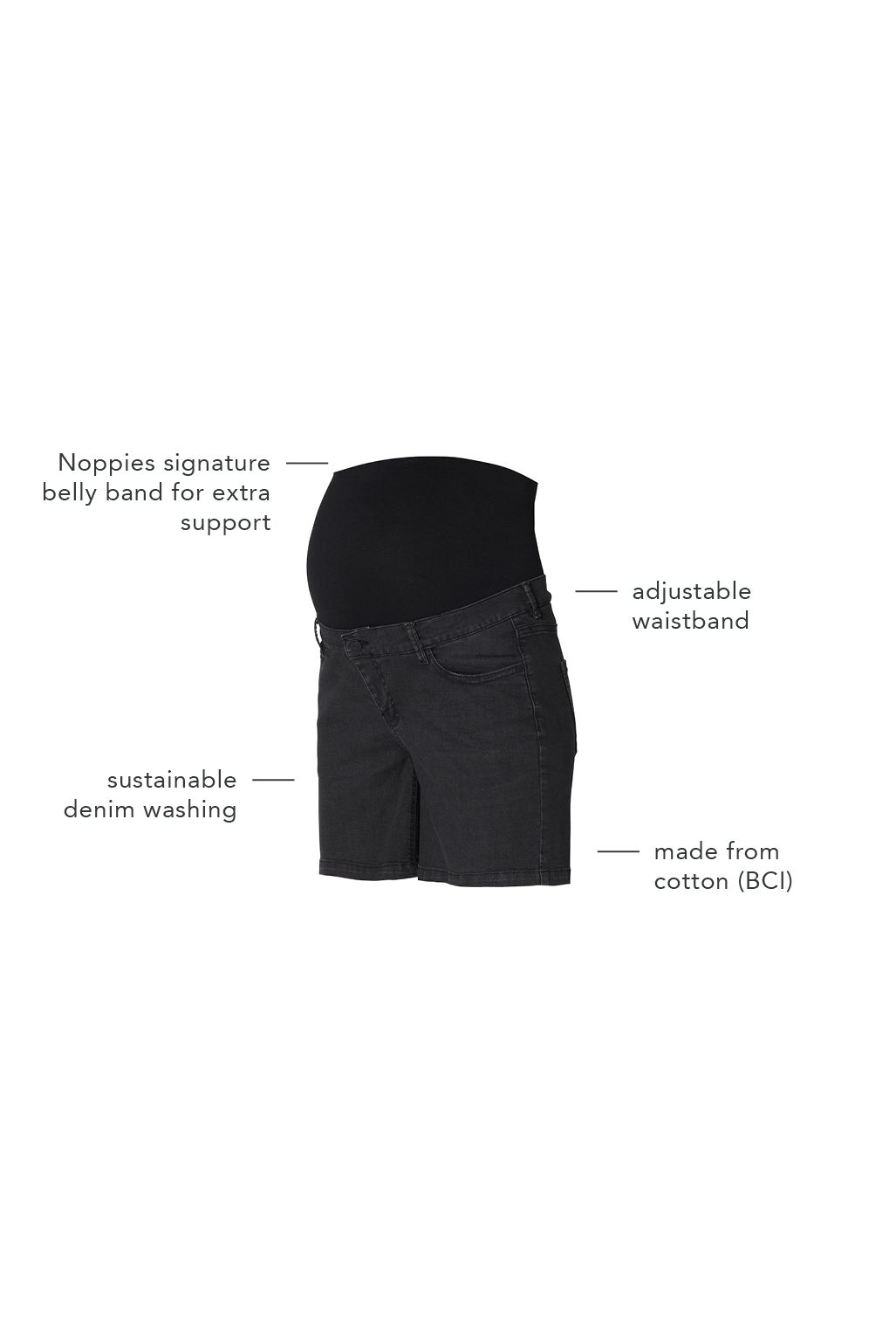 Noppies Umstandsshorts Jeans Jamie - Black Denim