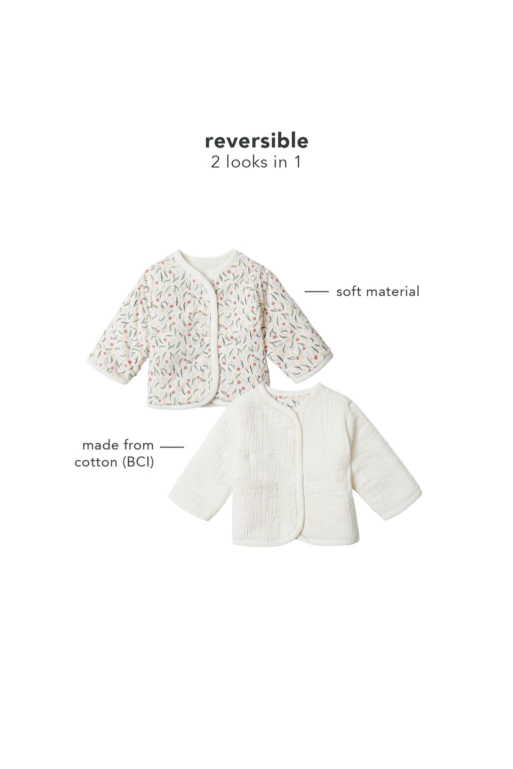 Noppies Baby Jacket Cypress - Reversible - Whitecap Gray