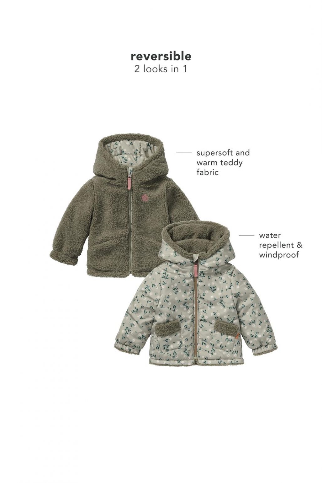 Noppies Baby Winterjas Fleury - Reversible - Moss Gray