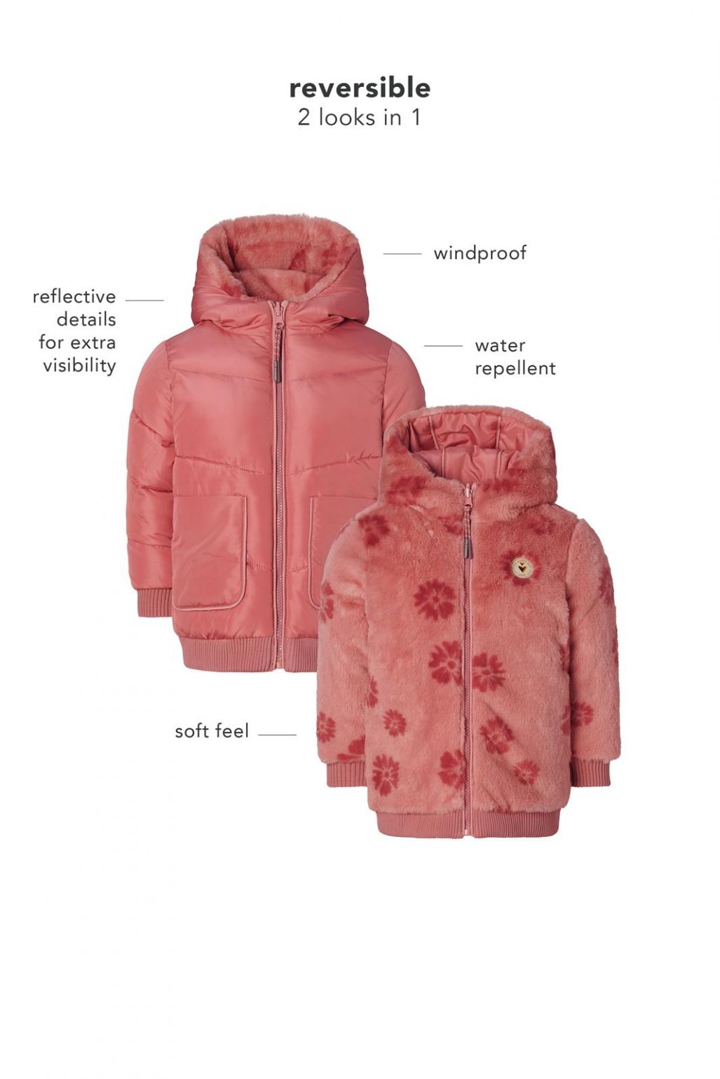 Noppies Kids Winter jacke Jishou - Reversible - Dusty Rose