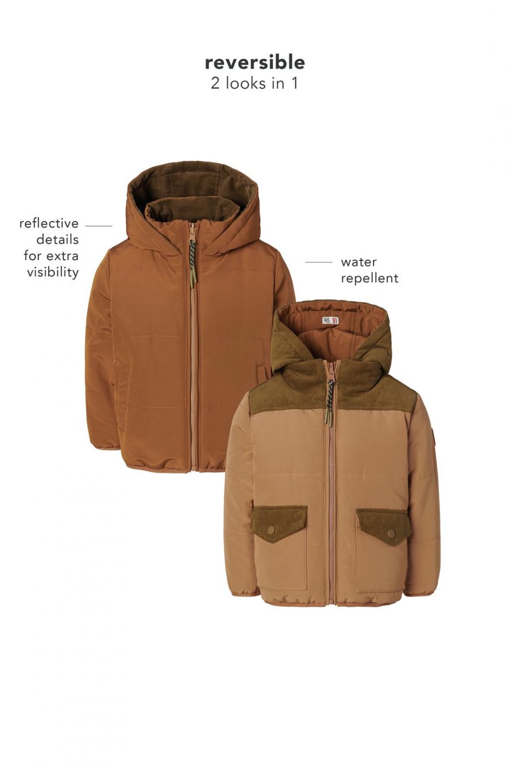 Noppies Kids Manteau d'hiver Hinix - Reversible - Bistre