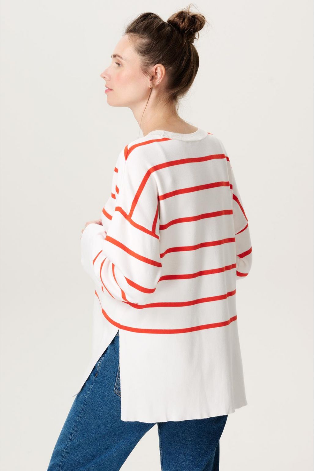 Noppies Maternity Trui met voedingsfunctie Jair - Tango Red Stripe