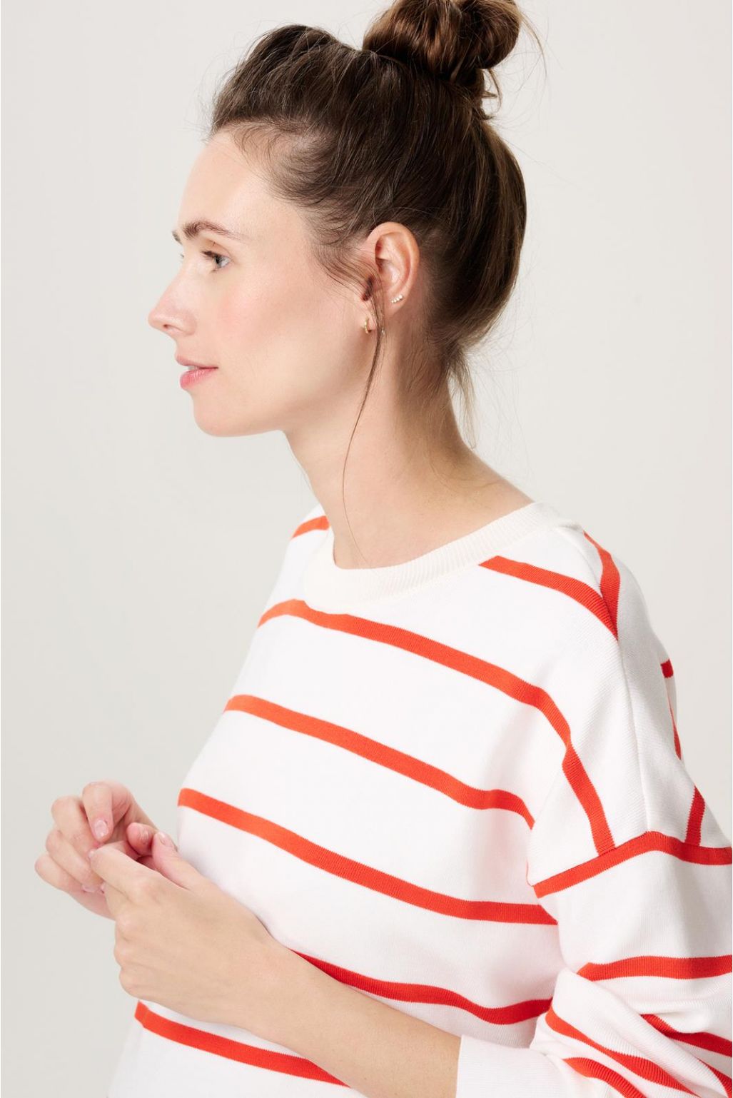 Noppies Maternity Trui met voedingsfunctie Jair - Tango Red Stripe