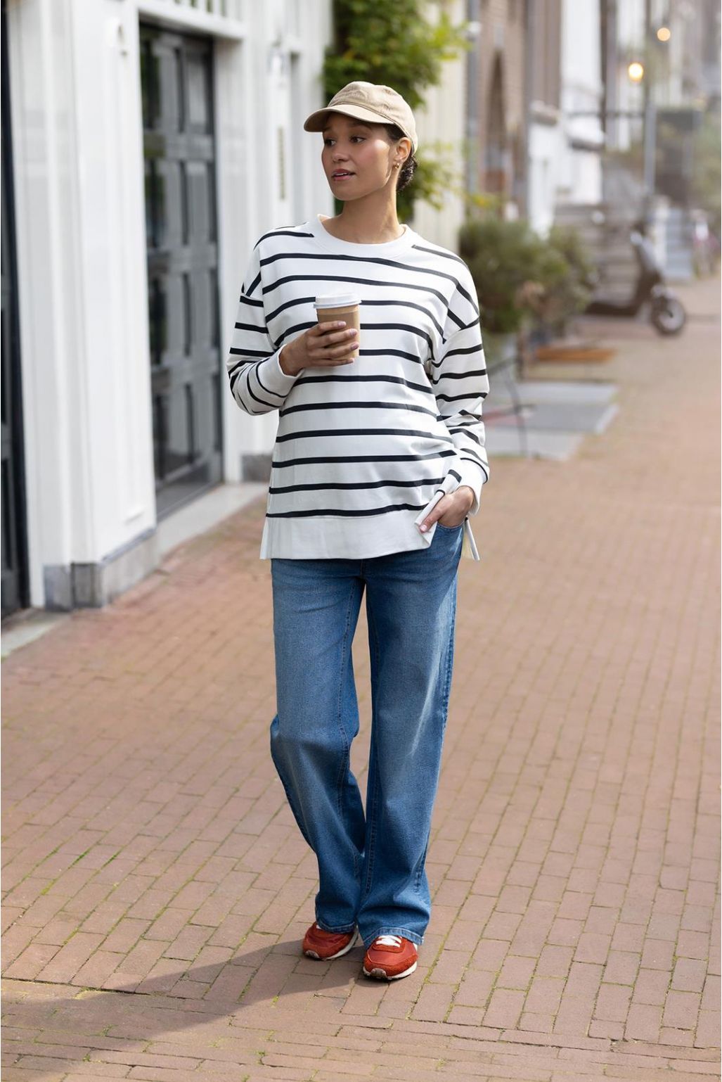 Noppies Maternity Trui met voedingsfunctie Pepe - Cream Stripe