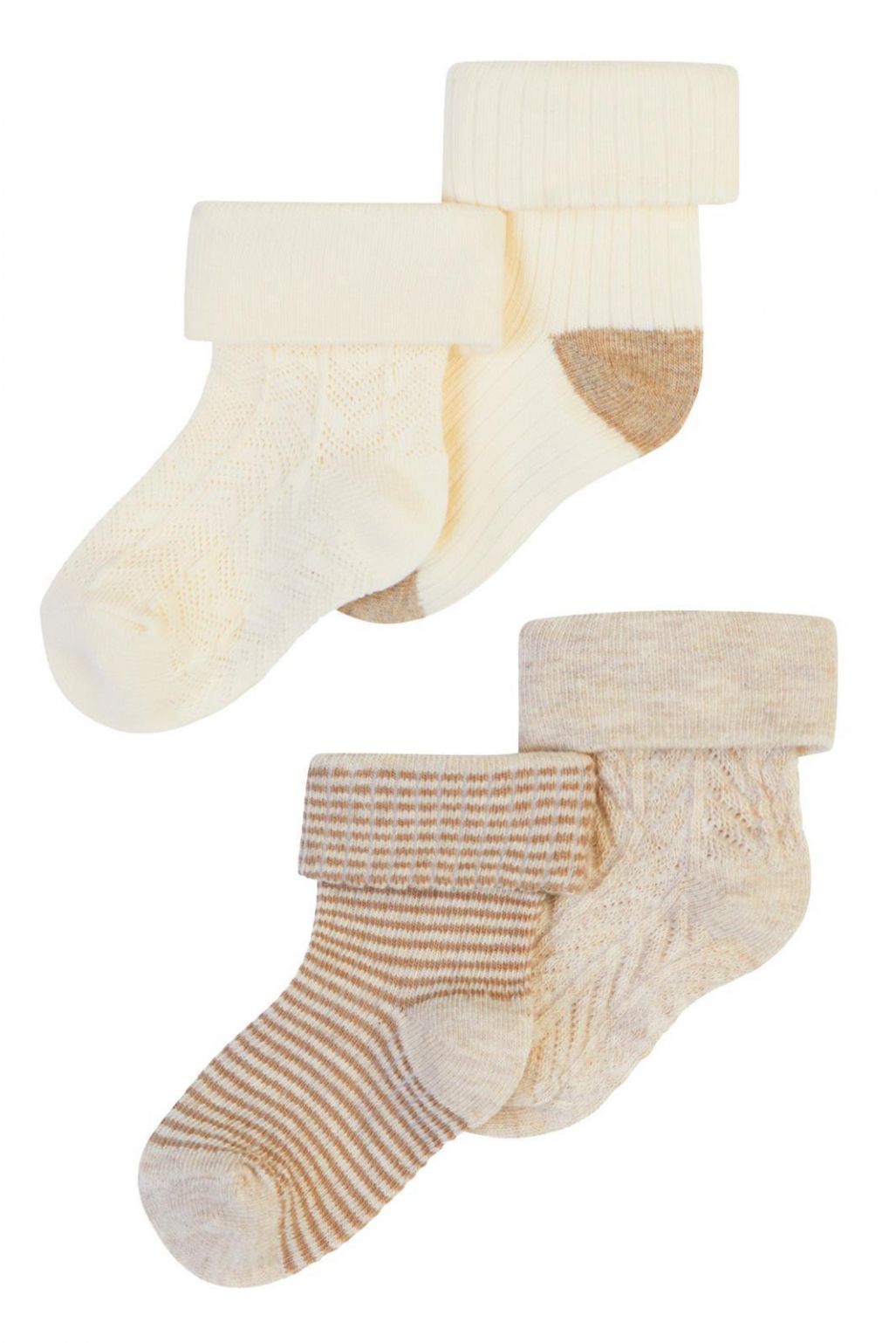 Noppies Baby Unisex Socks 4-pack A - Oatmeal Melange Noppies Baby Unisex Socks 4-pack A - Oatmeal Melange