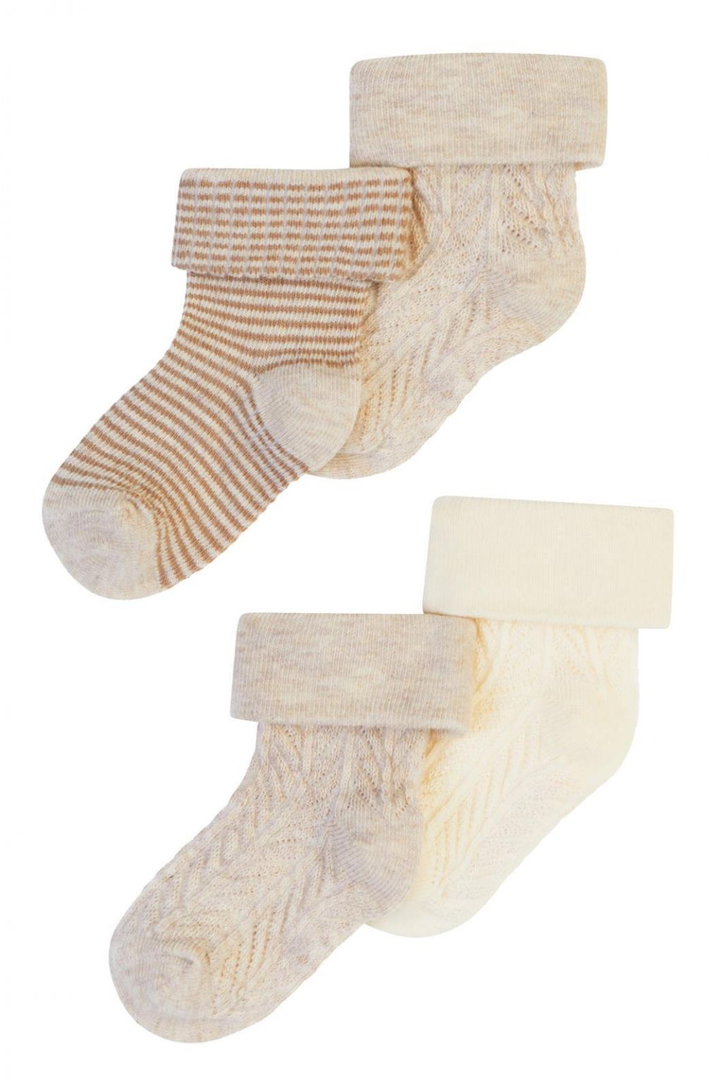 Noppies Baby Unisex Socks 4-pack B - Oatmeal Melange Noppies Baby Unisex Socks 4-pack B - Oatmeal Melange