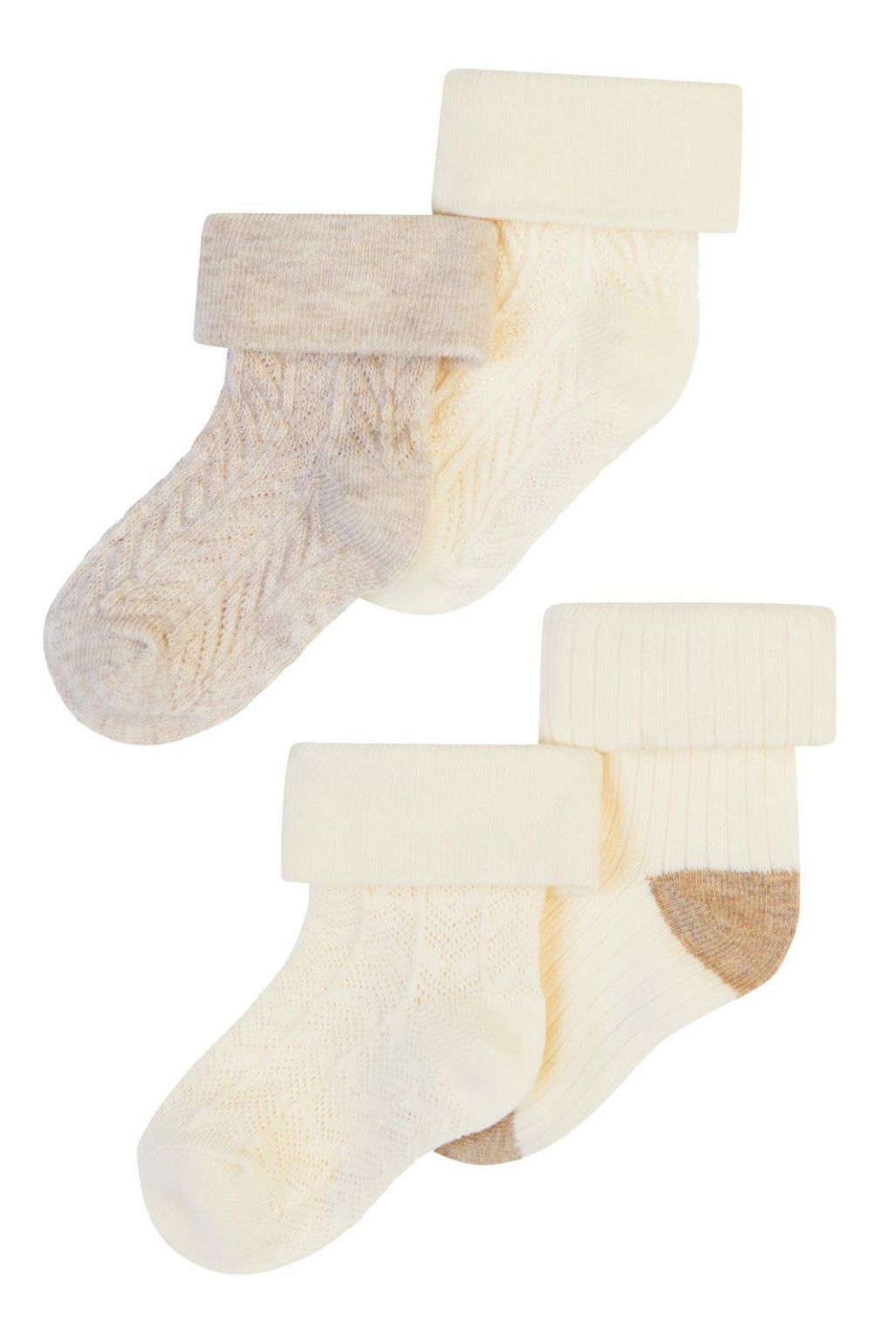 Noppies Baby Unisex Socks 4-pack C - Oatmeal Melange Noppies Baby Unisex Socks 4-pack C - Oatmeal Melange